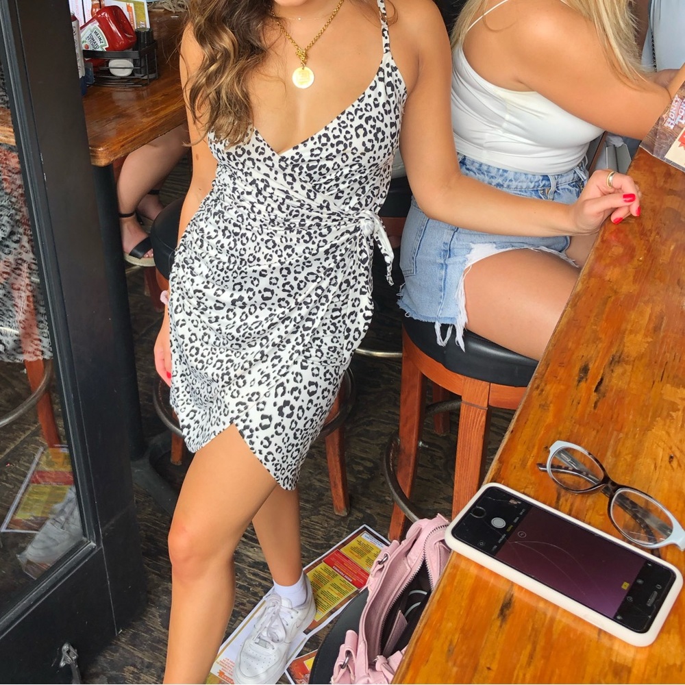 Aqua Cheetah Print Wrap-Dress